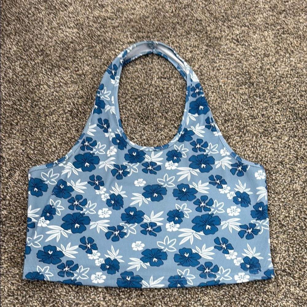 SHEIN Blue and White Crop Top